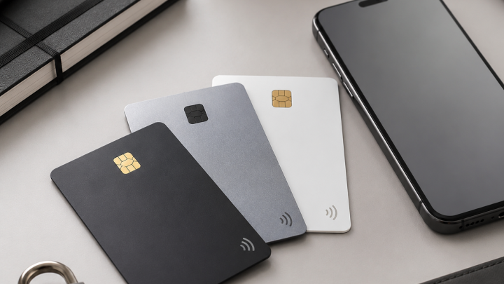 Generic NFC card hardware wallet beside a phone