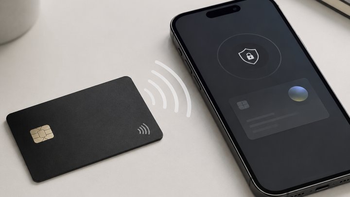 NFC hardware wallet and smartphone concept